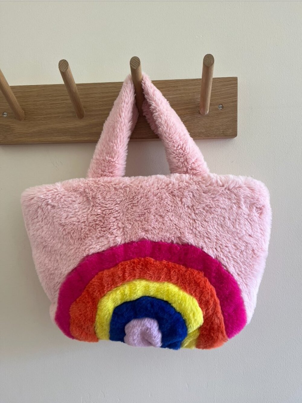 Bari Lynn Faux Fur RAINBOW Tote Bag
